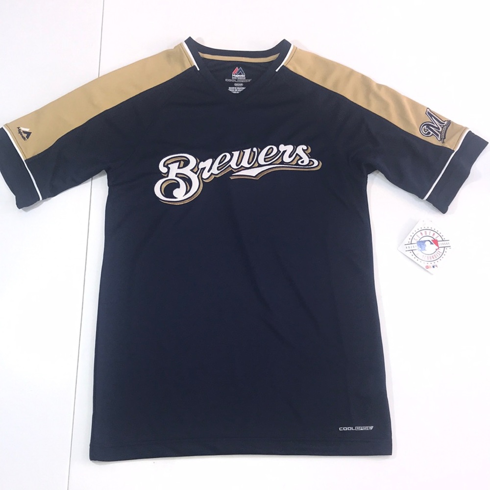 Milwaukee Brewers Shirt Coolbase NEW S Majestic